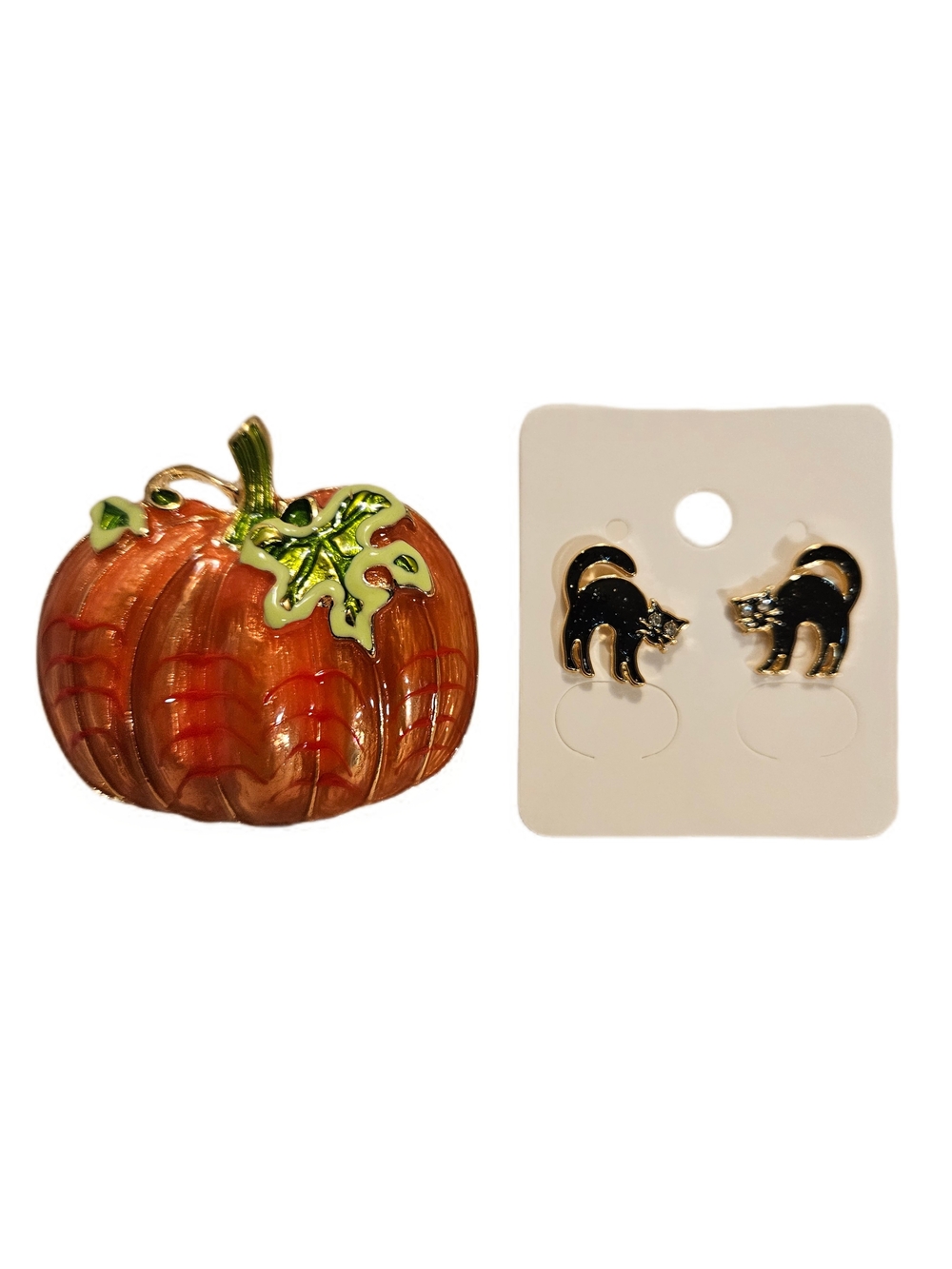 BaubleBar Black Cat Earrings & Orange Pumpkin Brooch Fall Bundle - Picture 6 of 6